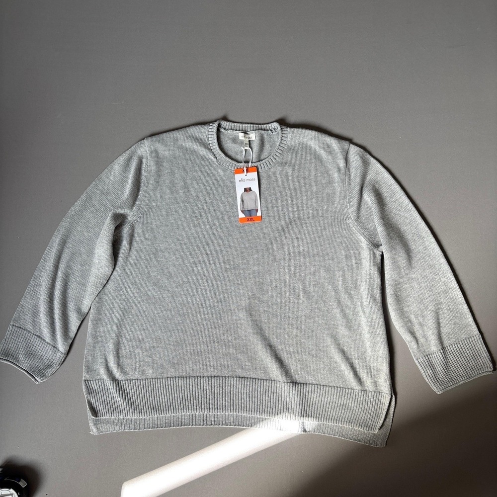 Ella Moss Heather Gray Knit Crewneck Pullover Sweater Womens XXL